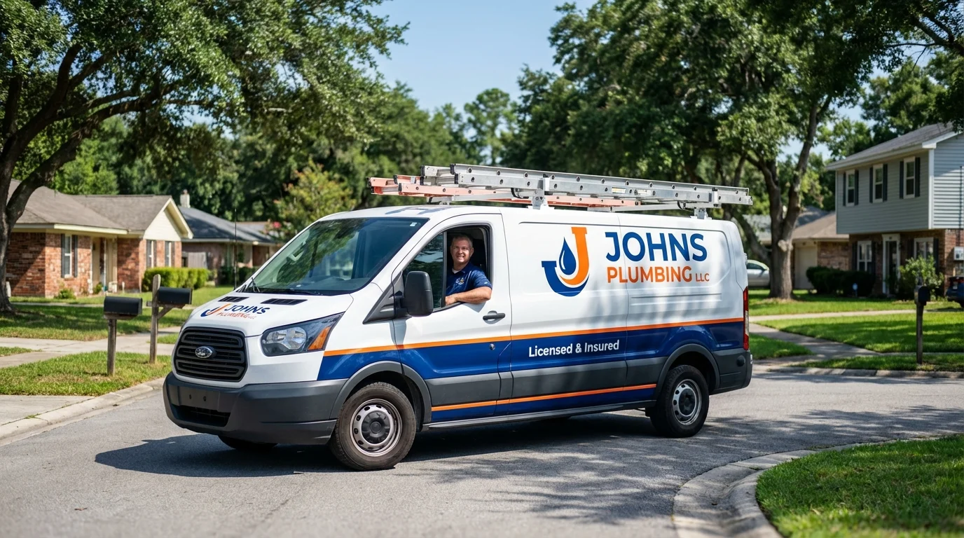 Johns Plumbing LLC service van in Waite Park, MN