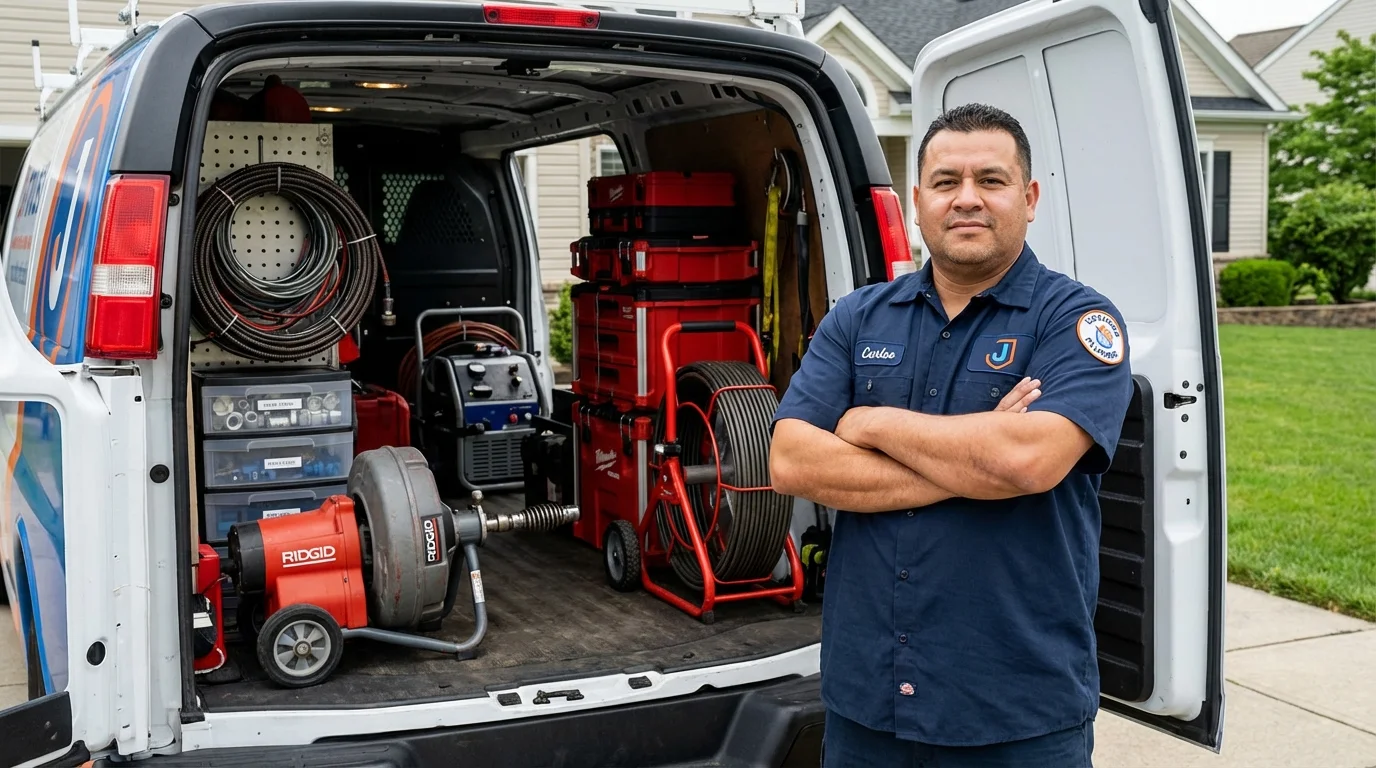 Professional drain cleaning equipment and Johns Plumbing LLC plumber in Waite Park