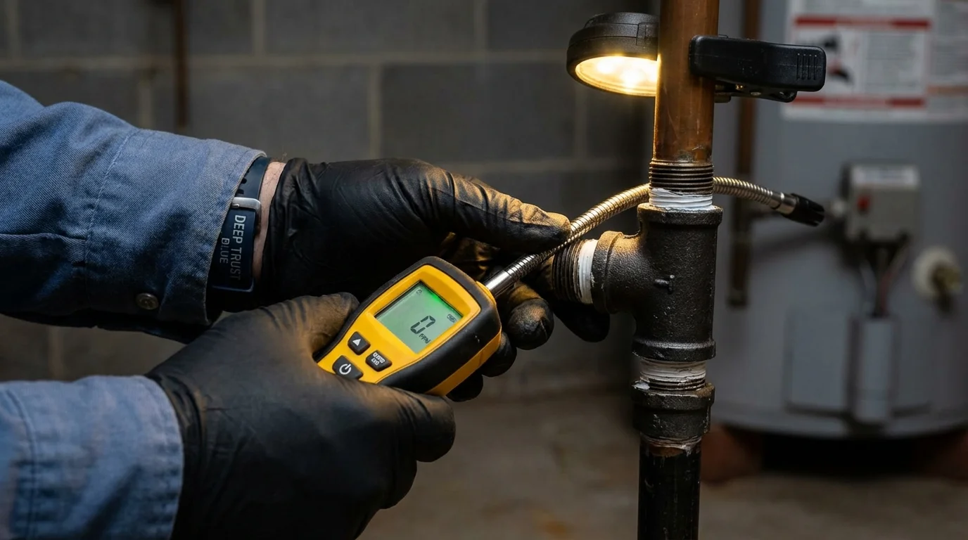 Gas leak detection with electronic sniffer by Johns Plumbing LLC in Waite Park